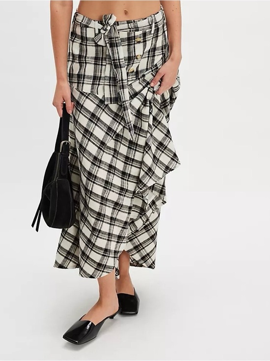 Free People Dresses & Skirts - Free People After You Skirt in Black/Ivory Plaid Size S. NWOT